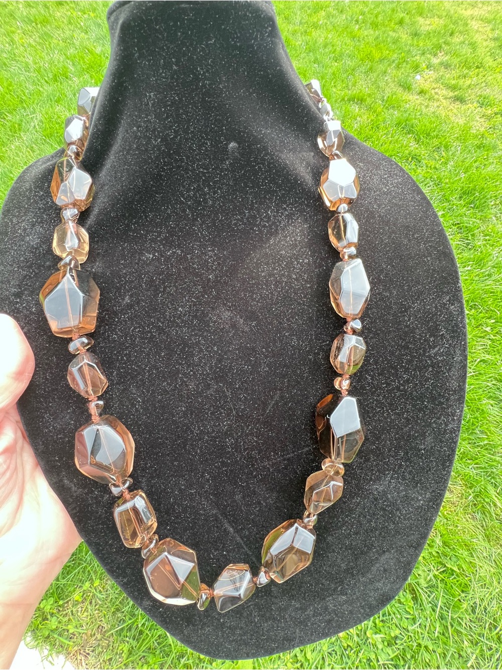 Smoky Brown Faceted Bead Necklace - Women Jewelry